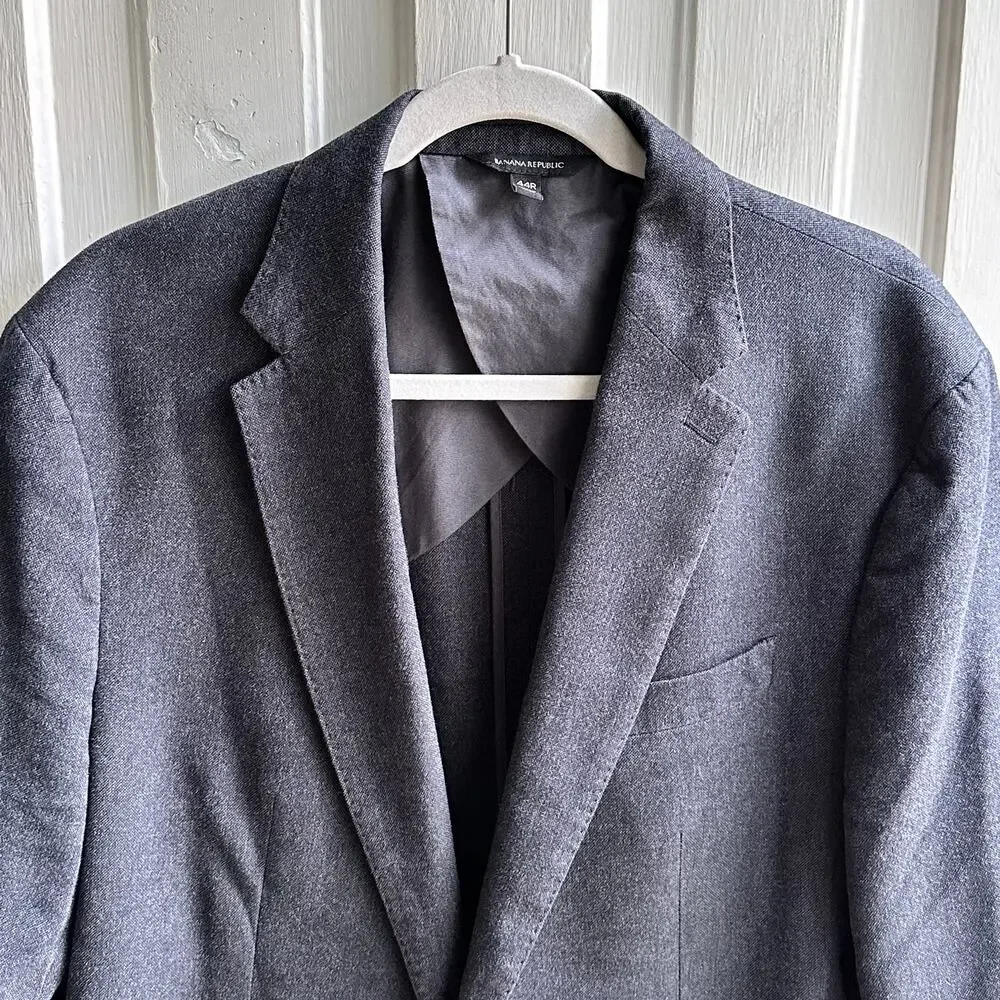 Banana Republic Slim Fit Blazer 44R Gray Cotton Sport Coat
